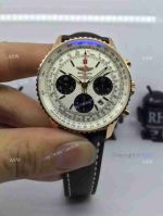 Swiss Copy Breitling 1884 Chronometre Navitimer Watch Rose Gold Case White Dial